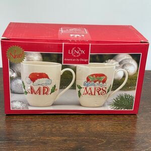 LENOX HOLIDAY 2p Set MR & MRS CLAUS MUGS 14 OZ